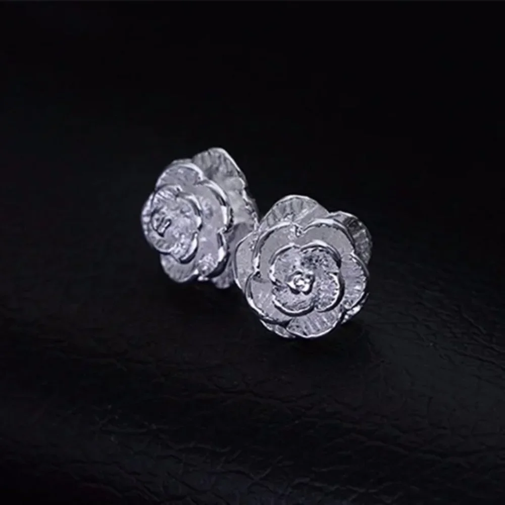 925 Sterling Silver Fine Flower bud Earring stud for Women Luxury Fashion Party - Picture 4 of 5